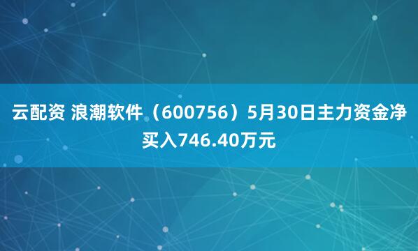 云配资 浪潮软件（600756）5月30日主力资金净买入746.40万元